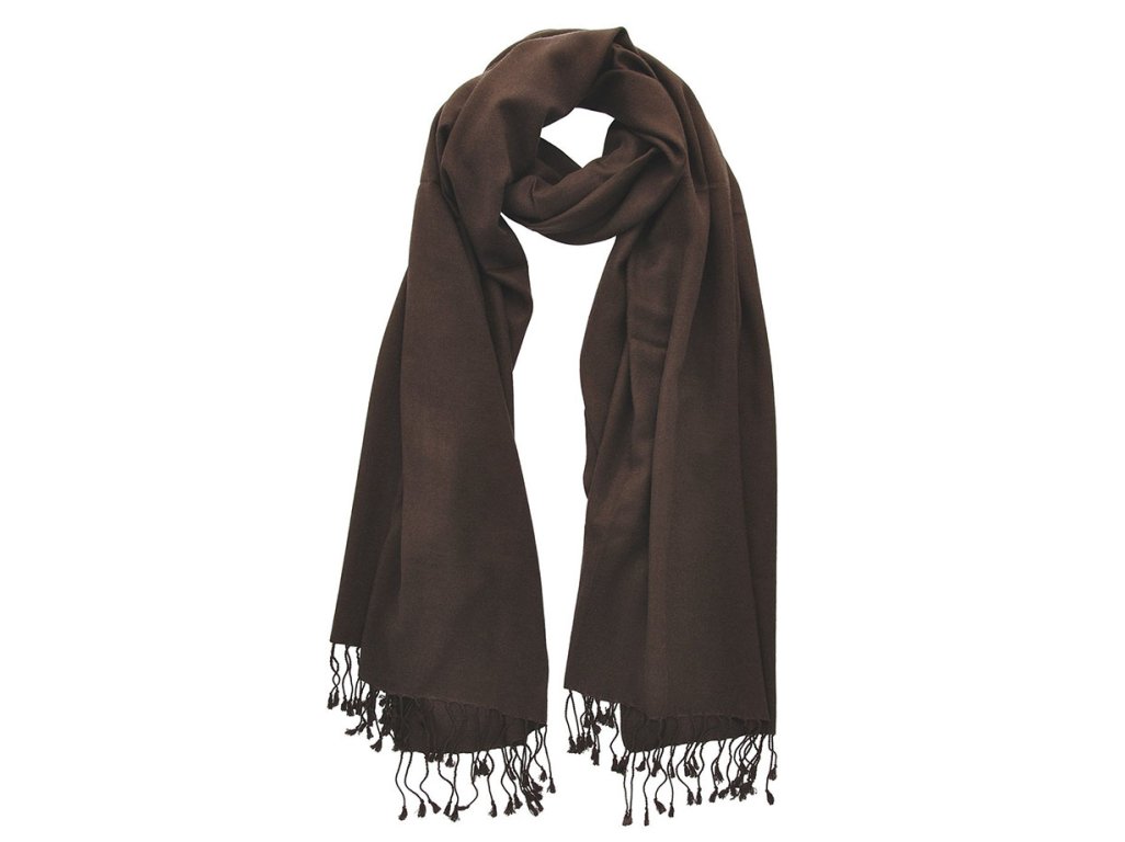 Hnědá šála s třásněmi